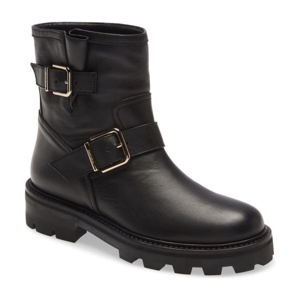 JIMMY CHOO Women Youth II Buckle Strap Combat Boot sz 8
